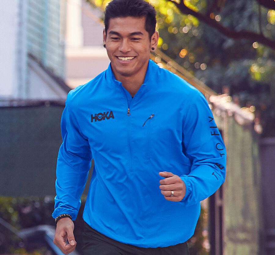 Hoka One One Mens Jackets - Wind-Resistant - Blue - BPLT53492